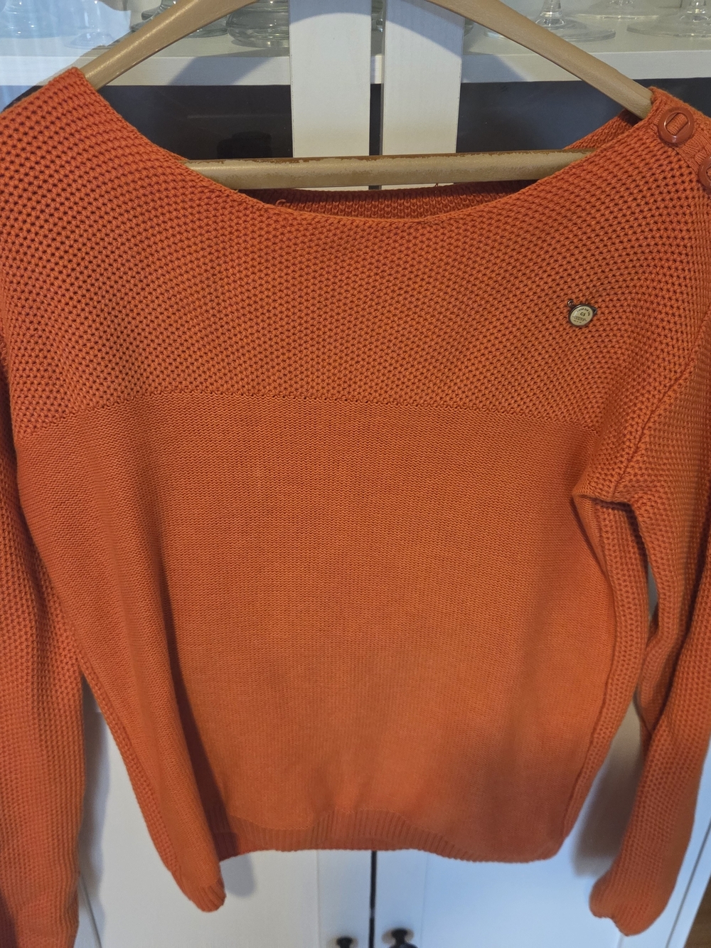 G-Star Orange Boatneck Button-Shoulder Sweater